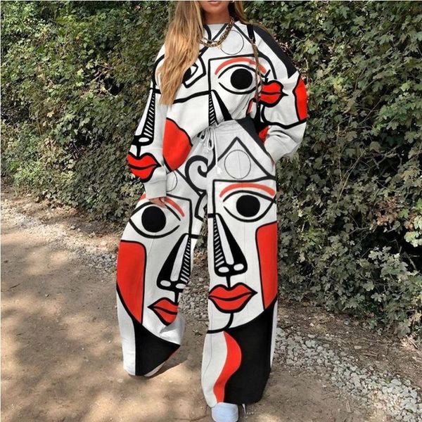 women's tracksuits tracksuit women 2 piece set thin sweatshirt abstract face print long sleeve pants fashion clothes 2021 spring autumn, Gray
women's tracksuits tracksuit women 2 piece set thin sweatshirt abstract face print long sleeve pants fashion clothes 2021 spring autumn, Gray