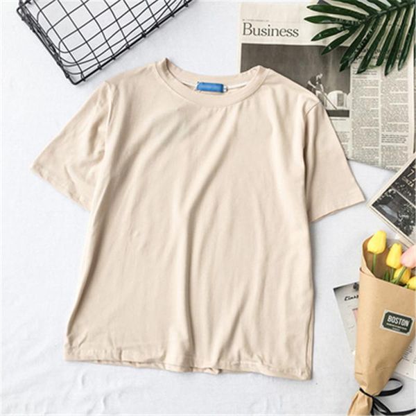 women's t-shirt 11 colors summer basic cotton t shirt women casual oversized solid tee korean loose short sleeve tshirt female, White
women's t-shirt 11 colors summer basic cotton t shirt women casual oversized solid tee korean loose short sleeve tshirt female, White