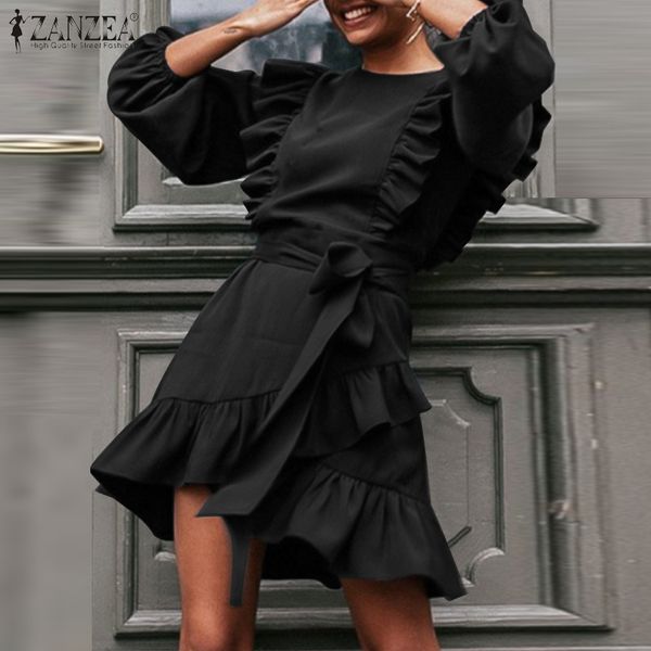 2021 new zanzea solid lace up ruffle vestidos office lady waist belt robe casual party long sleeve es womens elegant mini o8o7, Black;gray
2021 new zanzea solid lace up ruffle vestidos office lady waist belt robe casual party long sleeve es womens elegant mini o8o7, Black;gray