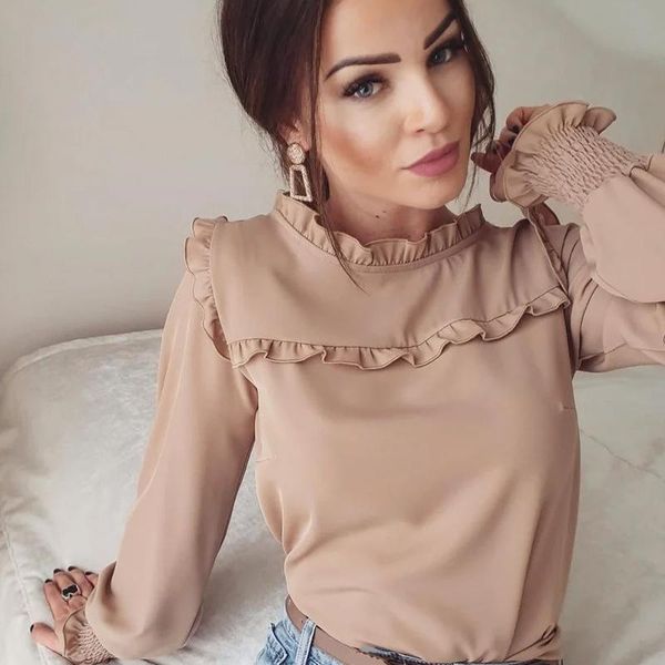 women fashion blouse casual o-neck butterfly sleeve ruffles shirt female solid elegant puls size office lady autumn 2021, White
women fashion blouse casual o-neck butterfly sleeve ruffles shirt female solid elegant puls size office lady autumn 2021, White