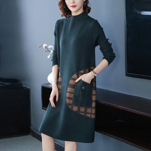 vintage plaid knitted long sleeve turtleneck dress women pockets casual sweater dresses autumn winter women elegant dresses, Black;gray
vintage plaid knitted long sleeve turtleneck dress women pockets casual sweater dresses autumn winter women elegant dresses, Black;gray