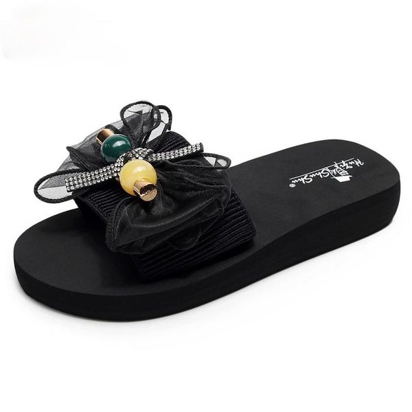 slippers summer women's shoes flat-soled outer wear fashionable bows cross-belts with slope heels thick-soled sandals, Black
slippers summer women's shoes flat-soled outer wear fashionable bows cross-belts with slope heels thick-soled sandals, Black