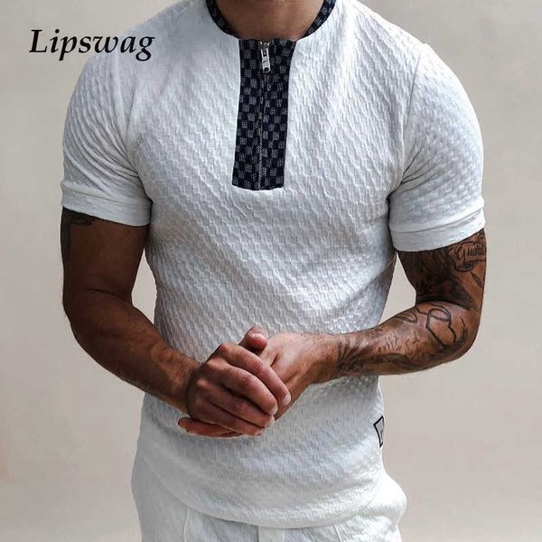 casual short sleeve knitted tee shirts for men 2021 summer fashion patchwork t-shirt vintage stand collar zipper streetwear x0621, White;black
casual short sleeve knitted tee shirts for men 2021 summer fashion patchwork t-shirt vintage stand collar zipper streetwear x0621, White;black