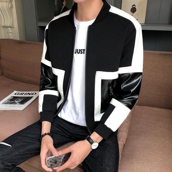 splice men leather jacket autumn slim contrast color men jacket coats black gray men's motorcycle leather, Black;brown
splice men leather jacket autumn slim contrast color men jacket coats black gray men's motorcycle leather, Black;brown