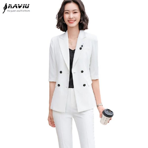 women's two piece pants white suits women professional temperament fashion formal half sleeve blazer and office ladies business work we
women's two piece pants white suits women professional temperament fashion formal half sleeve blazer and office ladies business work we