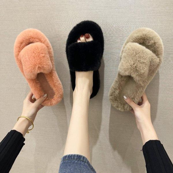 slippers women's furry winter wear non-slip thick soled home slipper soft cotton shoes woman large size ladies fur slides, Black
slippers women's furry winter wear non-slip thick soled home slipper soft cotton shoes woman large size ladies fur slides, Black