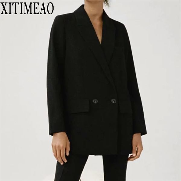 za women fashion office wear one button blazer coat vintage long sleeve pockets female outerwear chic 211019, White;black
za women fashion office wear one button blazer coat vintage long sleeve pockets female outerwear chic 211019, White;black
