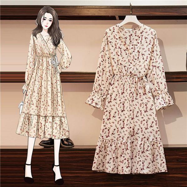 casual dresses floral chiffon midi plus large size oversize korean fashion kawaii women's elegant autumn 2021 clothing sukienka female, Black;gray
casual dresses floral chiffon midi plus large size oversize korean fashion kawaii women's elegant autumn 2021 clothing sukienka female, Black;gray