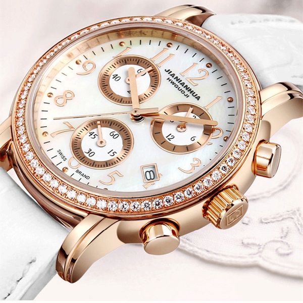 classic elegant lady business clock s for women available 3-eyes multi functional calendar automatic crystals, Slivery;brown
classic elegant lady business clock s for women available 3-eyes multi functional calendar automatic crystals, Slivery;brown