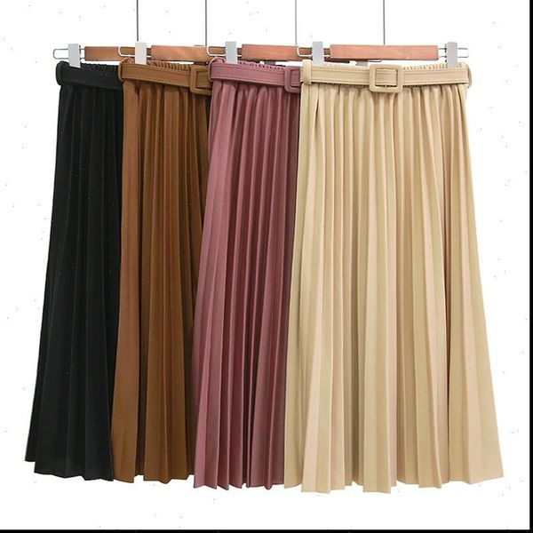 2020 high waist women pleated skirt casual fashion simple vintage long skirt with belted midi skirts for ladies, Black
2020 high waist women pleated skirt casual fashion simple vintage long skirt with belted midi skirts for ladies, Black