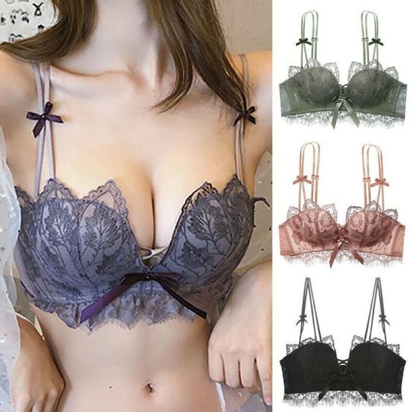 bras women lace lingerie solid color underwear double sling beauty strap gathered bra, Red;black
bras women lace lingerie solid color underwear double sling beauty strap gathered bra, Red;black