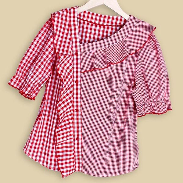 women's blouses & shirts cotton linen plaid women summer 2021 button ruffles short-sleeved slim elegant office lady outwear, White
women's blouses & shirts cotton linen plaid women summer 2021 button ruffles short-sleeved slim elegant office lady outwear, White