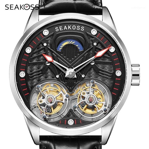 brand seakoss double tourbillon men skeleton watch hand winding movement sapphire mechanical wristwatches luminous high-end, Slivery;brown
brand seakoss double tourbillon men skeleton watch hand winding movement sapphire mechanical wristwatches luminous high-end, Slivery;brown