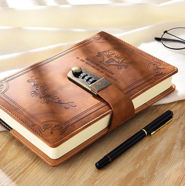 notepads 200 pages a5 retro password book with lock diary thickened creative hand ledger student notepad stationery notebook binder, Purple;pink 
notepads 200 pages a5 retro password book with lock diary thickened creative hand ledger student notepad stationery notebook binder, Purple;pink
