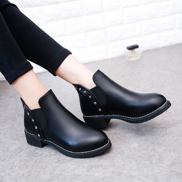 boots women's mid thick heel round in autumn and winter willow nail cotton super fiber british leisure, Black
boots women's mid thick heel round in autumn and winter willow nail cotton super fiber british leisure, Black