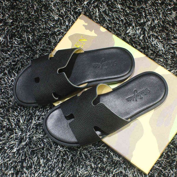men's slippers european station luxury high-end trendy brand one line slippers simple lazy leather large anti slip soft sole beach shoe, Black
men's slippers european station luxury high-end trendy brand one line slippers simple lazy leather large anti slip soft sole beach shoe, Black