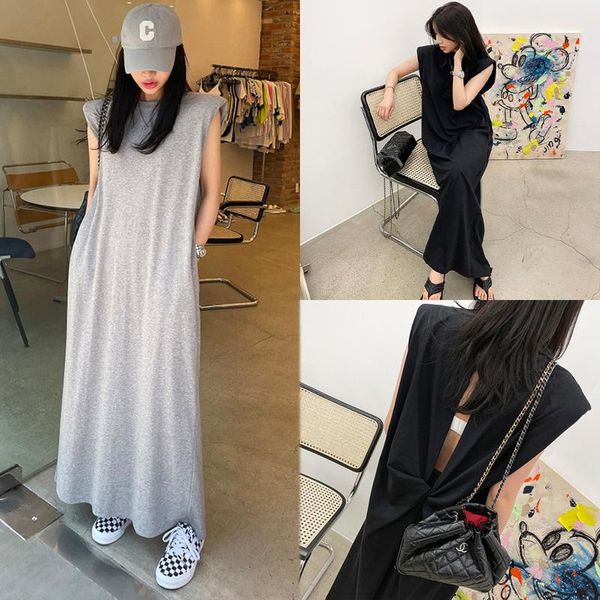 casual dresses summer back hollow out khaki t shirt ankle maxi loose round split straight sleeveless dress women cotton wild vestido, Black;gray
casual dresses summer back hollow out khaki t shirt ankle maxi loose round split straight sleeveless dress women cotton wild vestido, Black;gray