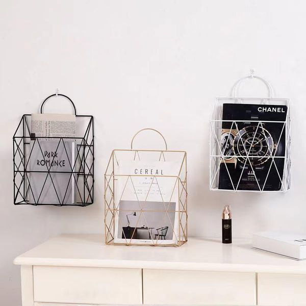 new storage shelves on the wall iron combination newspaper newspaper basket hanging miscellaneous finishing decoration
new storage shelves on the wall iron combination newspaper newspaper basket hanging miscellaneous finishing decoration
