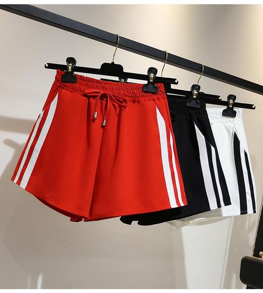 women's shorts summer women drawstring sport casual wide leg female high waist loose street, White;black
women's shorts summer women drawstring sport casual wide leg female high waist loose street, White;black
