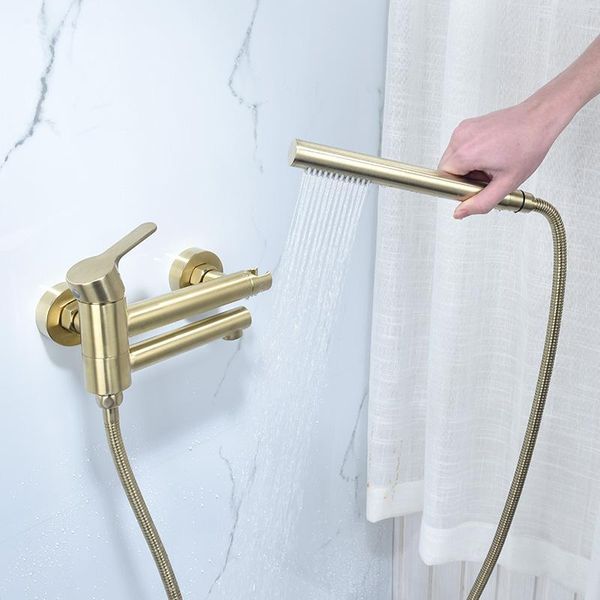 brushed gold bathroom faucet hand shower head bath faucet wall mounted bathtub shower mixer two function tap set
brushed gold bathroom faucet hand shower head bath faucet wall mounted bathtub shower mixer two function tap set