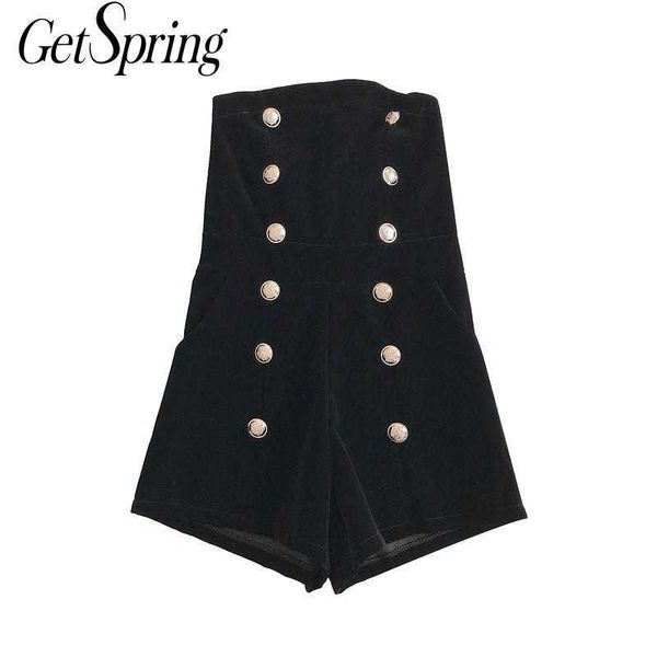 getspring women jumpsuit double breasted strapless velvet retro wide leg playsuit autumn winter black 210601, Black;white
getspring women jumpsuit double breasted strapless velvet retro wide leg playsuit autumn winter black 210601, Black;white