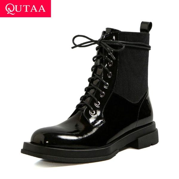 boots qutaa 2021 motorcycle patchwork cow leather knitting ankle square toe lace up all match women shoes size 34-39, Black
boots qutaa 2021 motorcycle patchwork cow leather knitting ankle square toe lace up all match women shoes size 34-39, Black