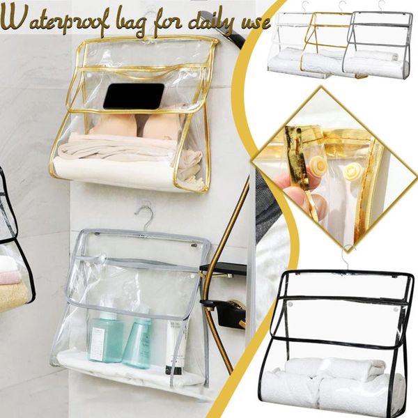 storage bags hanging handbag organizer for wardrobe closet transparent bag door wall clear sundry shoe with hanger pouch #t3g