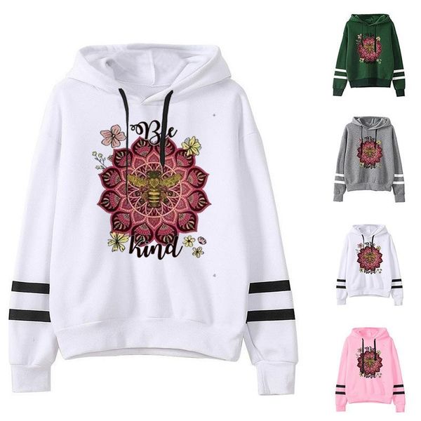 women's hoodies & sweatshirts women hoodie bee kind beehive printed double striped long sleeve fleece sweatshirt with hat girls pullove, Black
women's hoodies & sweatshirts women hoodie bee kind beehive printed double striped long sleeve fleece sweatshirt with hat girls pullove, Black