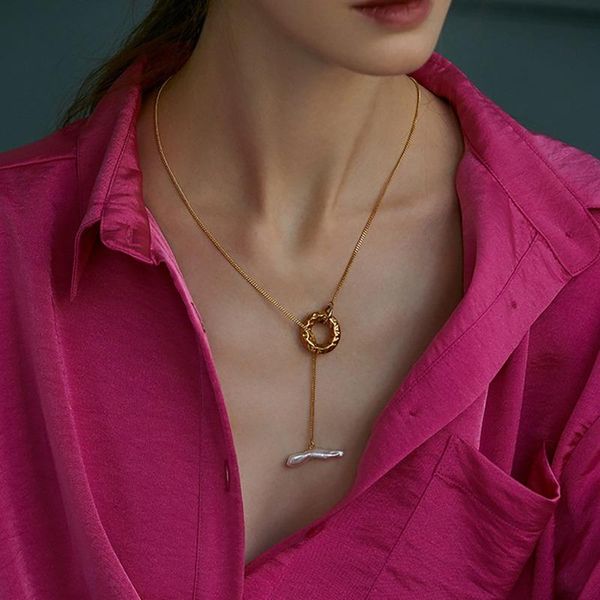pendant necklaces vsnow minimalist gold irregular pearl circle necklace for women femme unusual toggle clasp shape chain jewelry, Silver
pendant necklaces vsnow minimalist gold irregular pearl circle necklace for women femme unusual toggle clasp shape chain jewelry, Silver