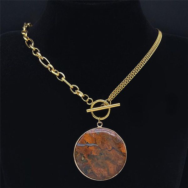 pendant necklaces 2021 fashion round stone stainless steel chain women gold color necklace jewelry bijoux femme npd12s04, Silver
pendant necklaces 2021 fashion round stone stainless steel chain women gold color necklace jewelry bijoux femme npd12s04, Silver