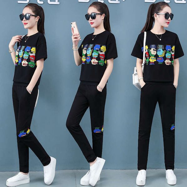 women's summer fashion tracksuits korean printed sportswear slim and western casual two piece suit, Gray
women's summer fashion tracksuits korean printed sportswear slim and western casual two piece suit, Gray