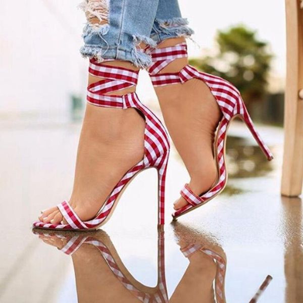 sandals ribetrini ins girl thin heel plaid shoes open toe lace up women stylish party summer high heels, Black
sandals ribetrini ins girl thin heel plaid shoes open toe lace up women stylish party summer high heels, Black
