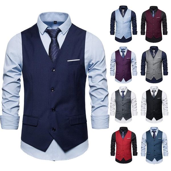 men's vests 2021 high-quality fashion business vest waistcoat men single breasted solid color, Black;white
men's vests 2021 high-quality fashion business vest waistcoat men single breasted solid color, Black;white