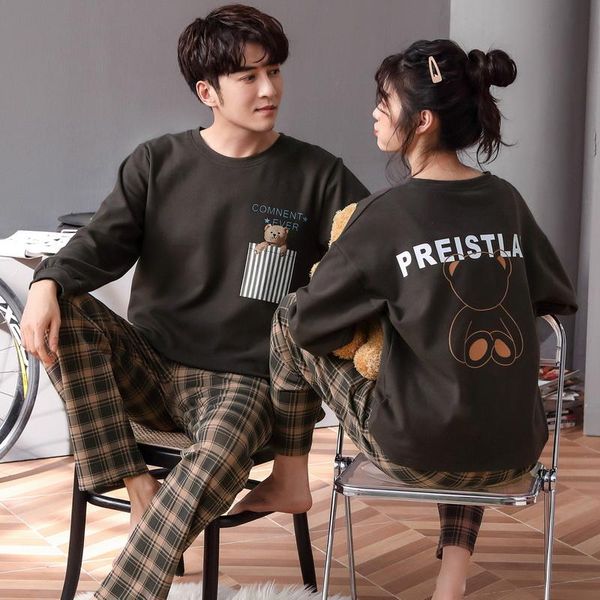 couple cotton pajamas set cute cartoon homewear home clothes lounge wear spring autumn long sleeve female male pajamas sleepwear, Black;brown
couple cotton pajamas set cute cartoon homewear home clothes lounge wear spring autumn long sleeve female male pajamas sleepwear, Black;brown