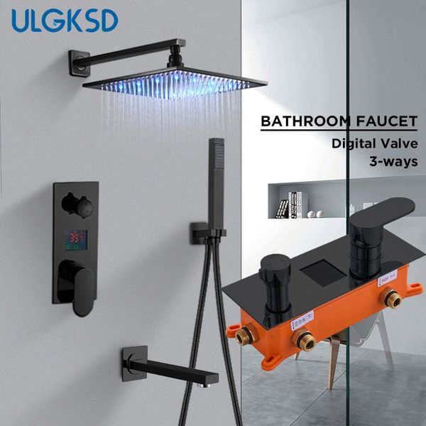 ulgksd bronze brass shower faucet set 3-ways digital mixers tap wall mount square led shower head w/ handshower for bathroom
ulgksd bronze brass shower faucet set 3-ways digital mixers tap wall mount square led shower head w/ handshower for bathroom