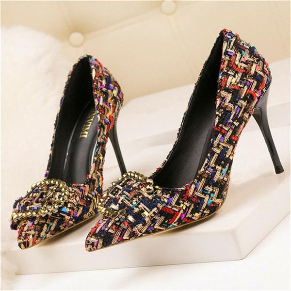 dress shoes korean mixed colors woolen women pumps elegant crystal metal buckle women's high heel autumn shallow office shoe, Black
dress shoes korean mixed colors woolen women pumps elegant crystal metal buckle women's high heel autumn shallow office shoe, Black