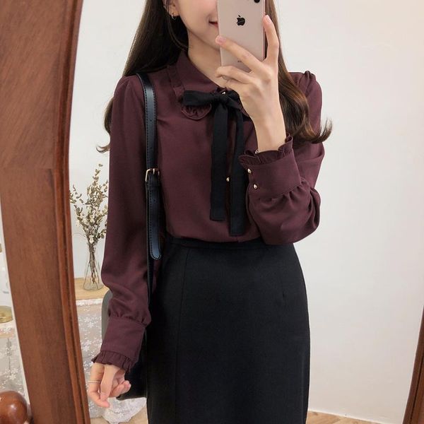 women's blouses & shirts bowknot chiffon fashion blouse 2021 spring woman loose long sleeve women harajuku, White
women's blouses & shirts bowknot chiffon fashion blouse 2021 spring woman loose long sleeve women harajuku, White