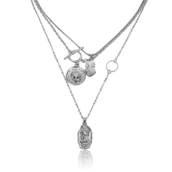 multilayers carved face pendant necklace for women daily wear necklace collar jewelry party for female gifts, Silver
multilayers carved face pendant necklace for women daily wear necklace collar jewelry party for female gifts, Silver