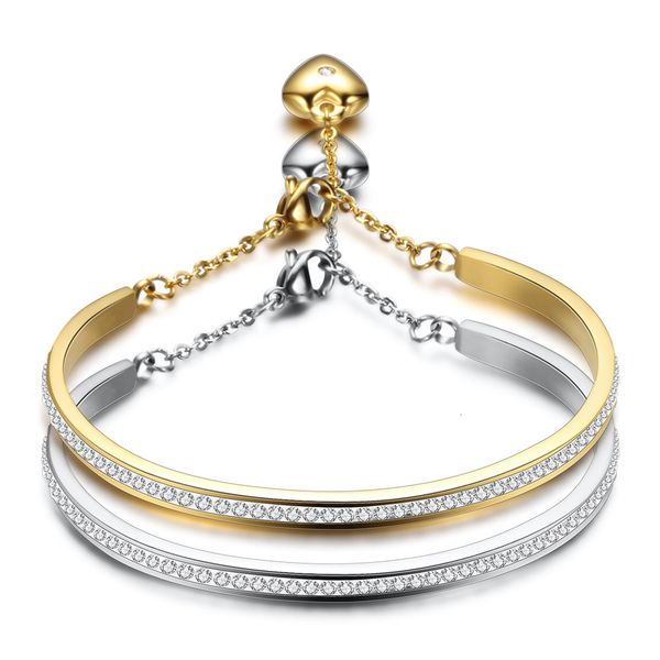 single row diamond inlaid 18k gold titanium steel bracelet with adjustable opening love bracelet, Black
single row diamond inlaid 18k gold titanium steel bracelet with adjustable opening love bracelet, Black