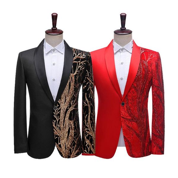 men's suits & blazers 2021 personalized sequined tree dress stage performance blazer studio host singer, White;black
men's suits & blazers 2021 personalized sequined tree dress stage performance blazer studio host singer, White;black