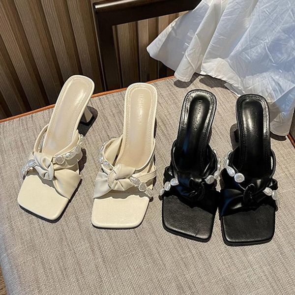 designer string beads slippers women sandalias summer siletto high heels shoes woman pantuflas chic pearl cross band slides 2021, Black
designer string beads slippers women sandalias summer siletto high heels shoes woman pantuflas chic pearl cross band slides 2021, Black