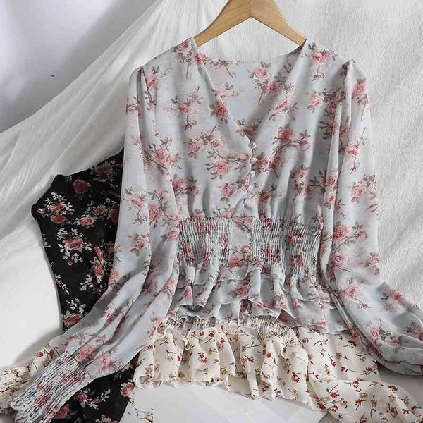 women's knits & tees korean buttoned v-neck elegant chiffon shirt for womens spring vintage ruffled floral print waist blouses, White
women's knits & tees korean buttoned v-neck elegant chiffon shirt for womens spring vintage ruffled floral print waist blouses, White