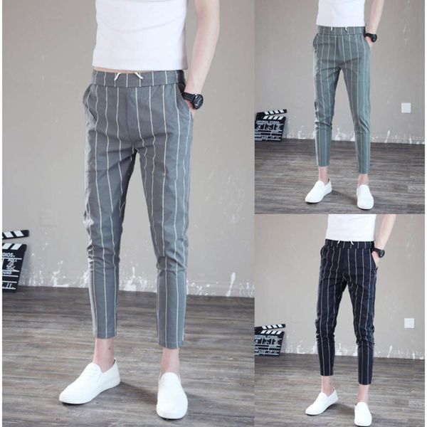 social spirit guy casual men's korean slim fashion trend vertical stripe pants summer, Black
social spirit guy casual men's korean slim fashion trend vertical stripe pants summer, Black