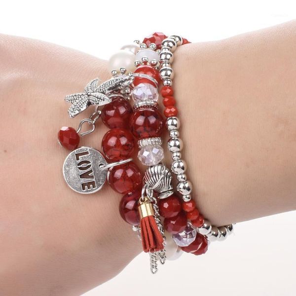 charm bracelets 3pcs/set bohemian tassel multilayer crystal love charms strand beads bracelet bangles elastic pulseras women fashion jewelry, Golden;silver
charm bracelets 3pcs/set bohemian tassel multilayer crystal love charms strand beads bracelet bangles elastic pulseras women fashion jewelry, Golden;silver