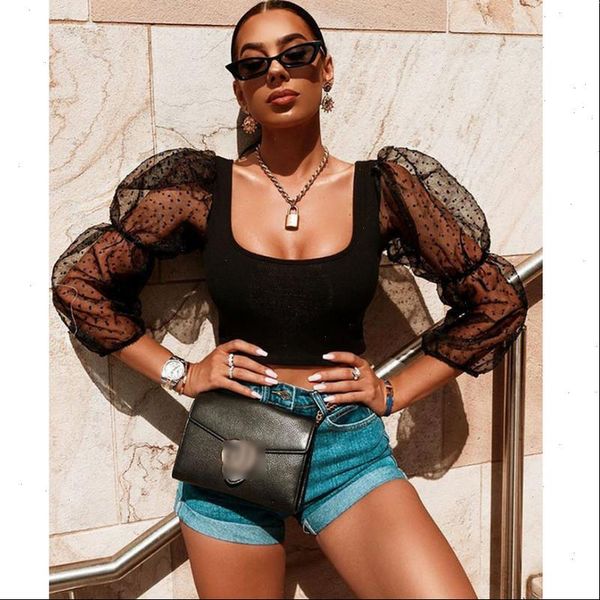 2021 spring womens shirts crew neck off shoulder mesh see through long sleeve blouse slim solid color puff sleeve shein, White
2021 spring womens shirts crew neck off shoulder mesh see through long sleeve blouse slim solid color puff sleeve shein, White