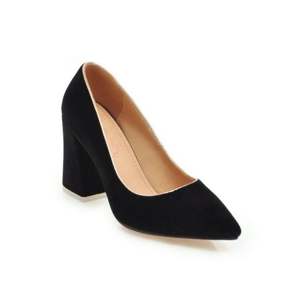dress shoes plus size pointed thick heel ladies high heels women woman pumps, Black