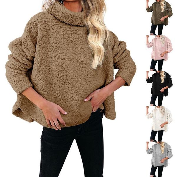 women's wool & blends 2021 style woolen fleece autumn and winter loose blouse jacket pullover high neck long sleeves, Black
women's wool & blends 2021 style woolen fleece autumn and winter loose blouse jacket pullover high neck long sleeves, Black