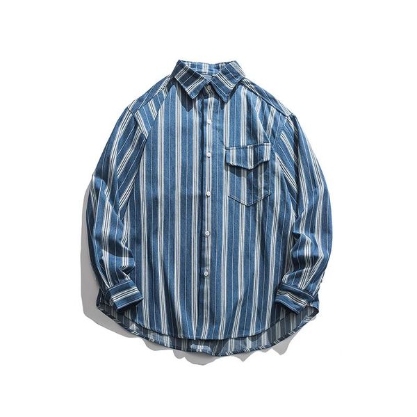men's casual shirts spring autumn striped shirt loose long-sleeved for men clothing youth oversize, White;black
men's casual shirts spring autumn striped shirt loose long-sleeved for men clothing youth oversize, White;black