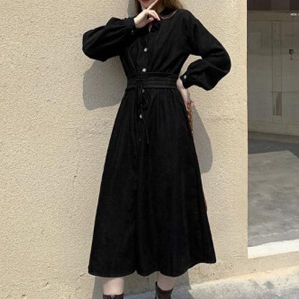 casual dresses bellaza korean style retro dress simple women long sleeve single-breasted lace up mid-calf maxi female robes vestidos fall, Black;gray
casual dresses bellaza korean style retro dress simple women long sleeve single-breasted lace up mid-calf maxi female robes vestidos fall, Black;gray