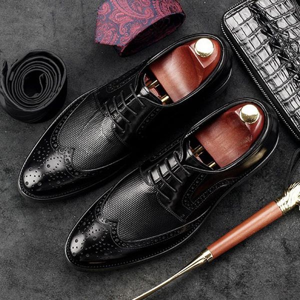 dress shoes fashion man wing tip carved brogue genuine leather male formal oxfords round toe derby bridal men's footwear gd48, Black
dress shoes fashion man wing tip carved brogue genuine leather male formal oxfords round toe derby bridal men's footwear gd48, Black